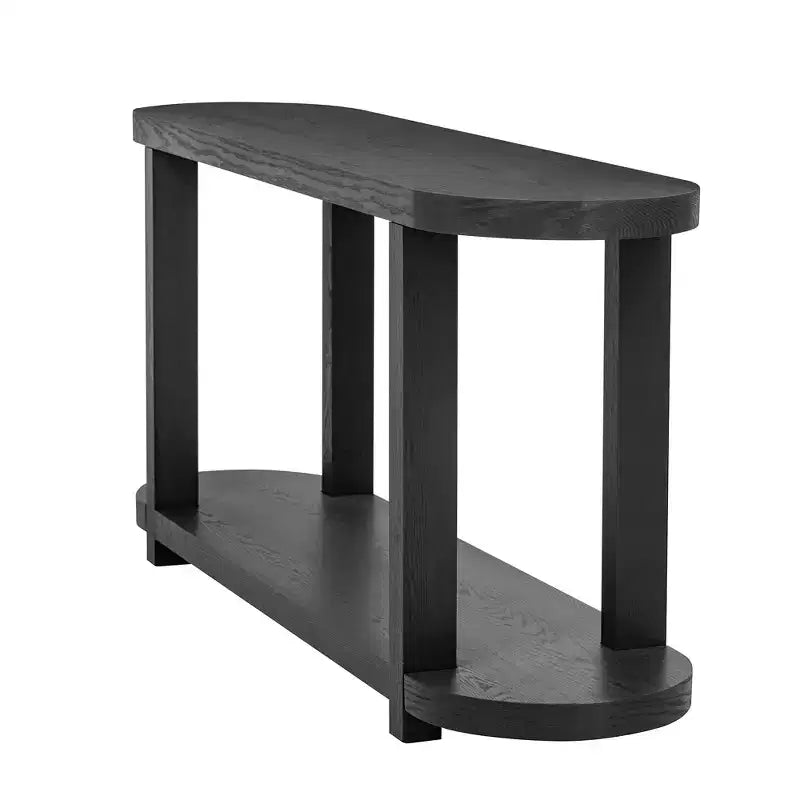 Okak Modern 2-Tier Oval Console Table with Streamlined Top,Minimalist Wooden Entryway Table for Study,Hallway,Living Room