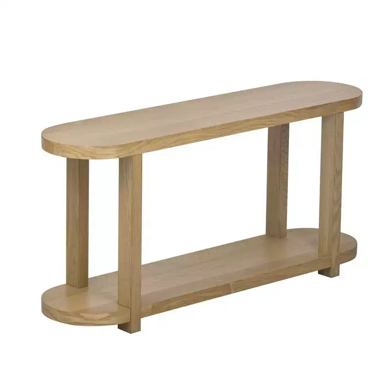 Okak Modern 2-Tier Oval Console Table with Streamlined Top,Minimalist Wooden Entryway Table for Study,Hallway,Living Room