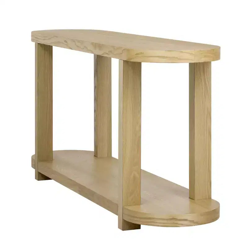 Okak Modern 2-Tier Oval Console Table with Streamlined Top,Minimalist Wooden Entryway Table for Study,Hallway,Living Room