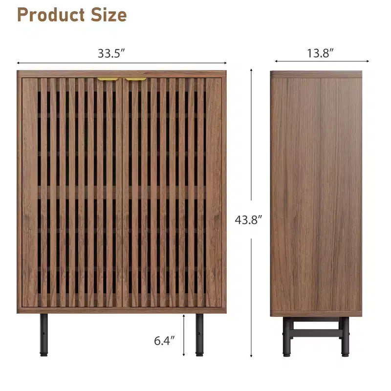 6-Tier Shoe Cabinet with Doors, Wood Shoe Storage Organizer for 24 Pairs, Modern Farmhouse Entryway Hallway Furniture, Hidden Storage Cabine