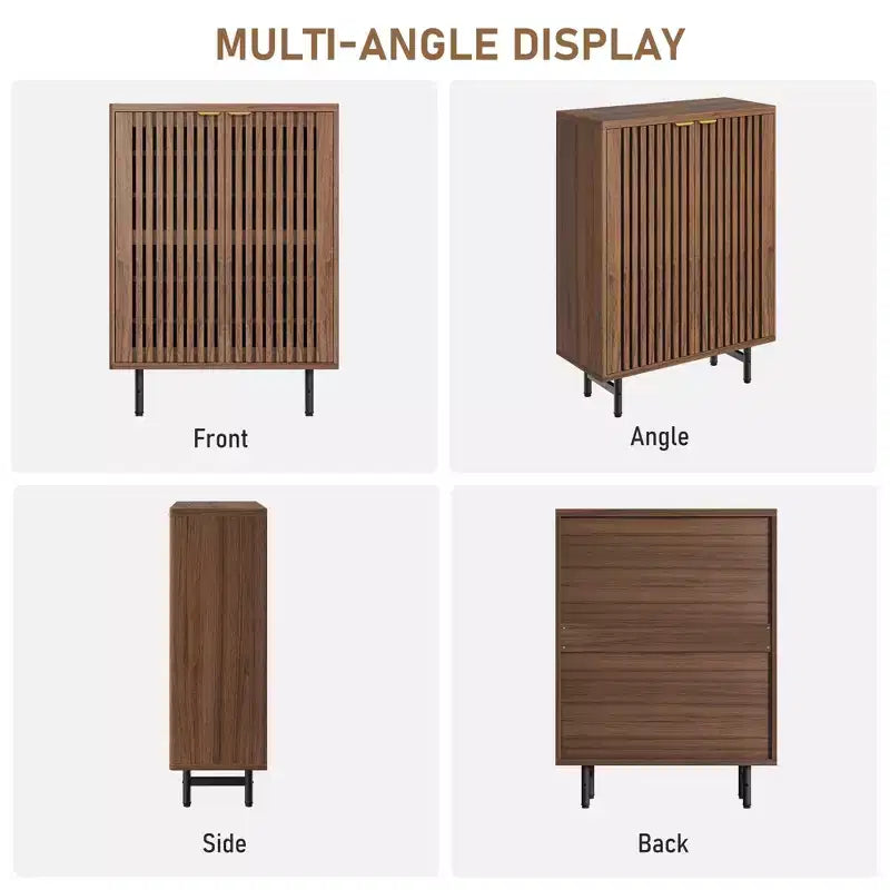 6-Tier Shoe Cabinet with Doors, Wood Shoe Storage Organizer for 24 Pairs, Modern Farmhouse Entryway Hallway Furniture, Hidden Storage Cabine