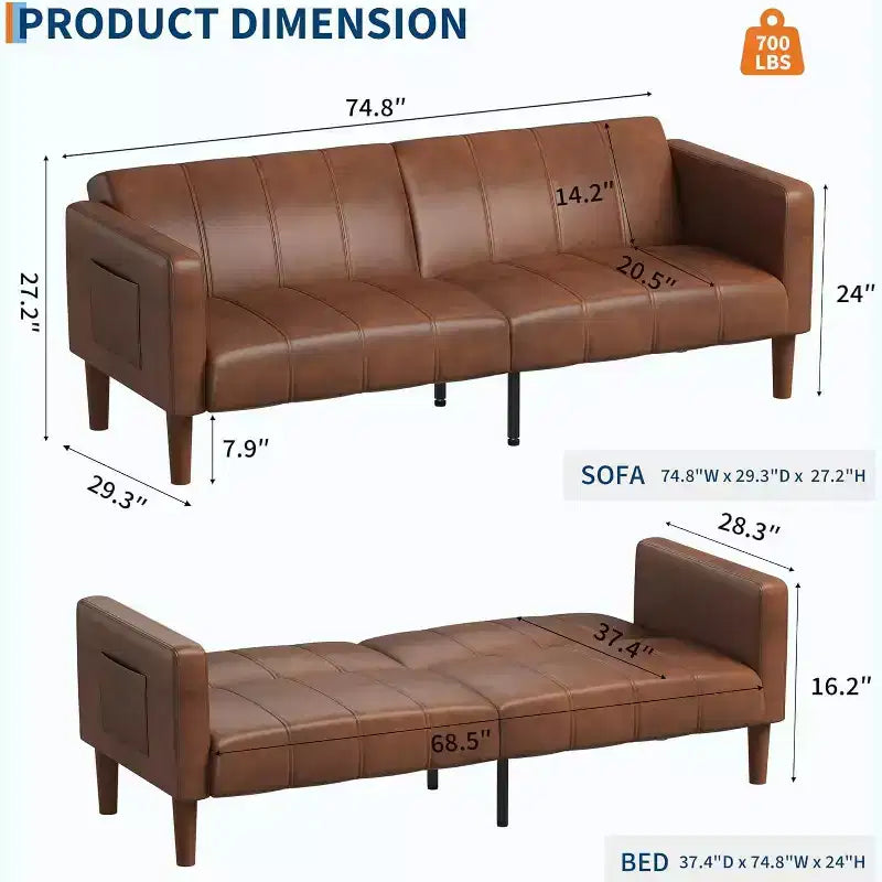 Sofa bed, convertible sleeper, mid-century modern sofa, living room, bedroom