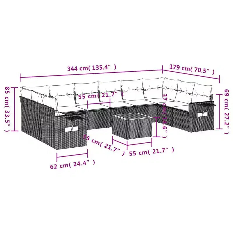 vidaXL Outdoor Sofa Set Solid Acacia Wood and Polyester Natural