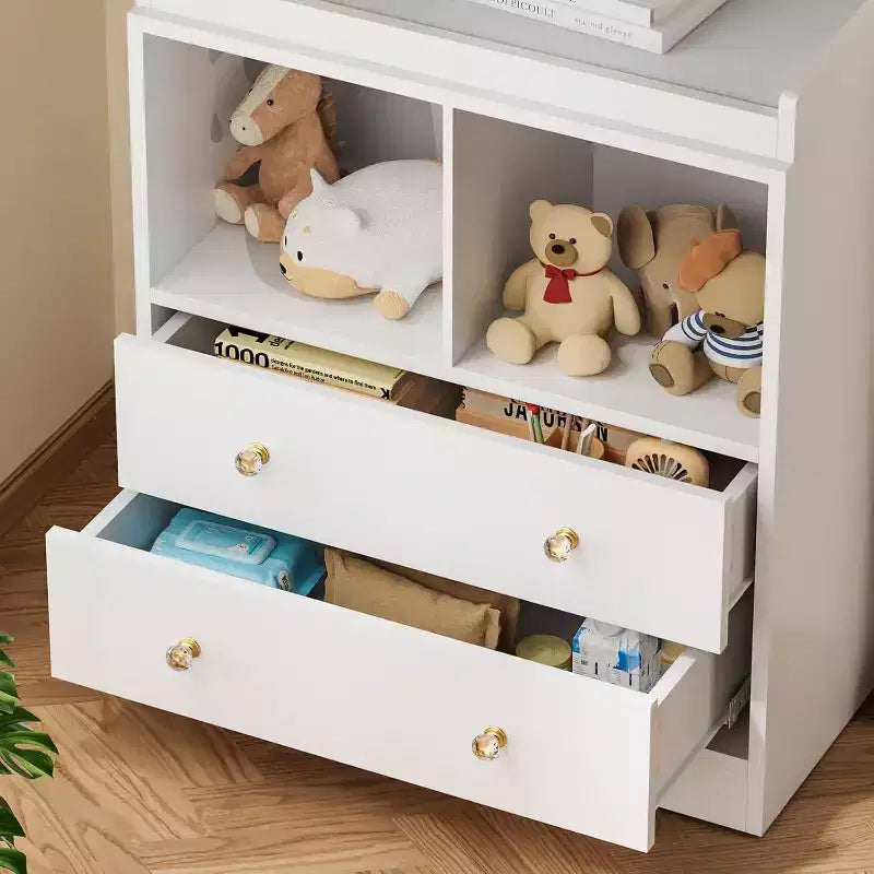 Baby Changing Table Dresser with Removable Changing Tray, Nursery Dresser with 3 Drawers, Modern Baby Changing Station & Storage for Nursery, Black