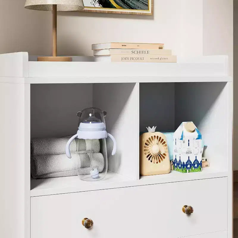 Baby Changing Table Dresser with Removable Changing Tray, Nursery Dresser with 3 Drawers, Modern Baby Changing Station & Storage for Nursery, Black