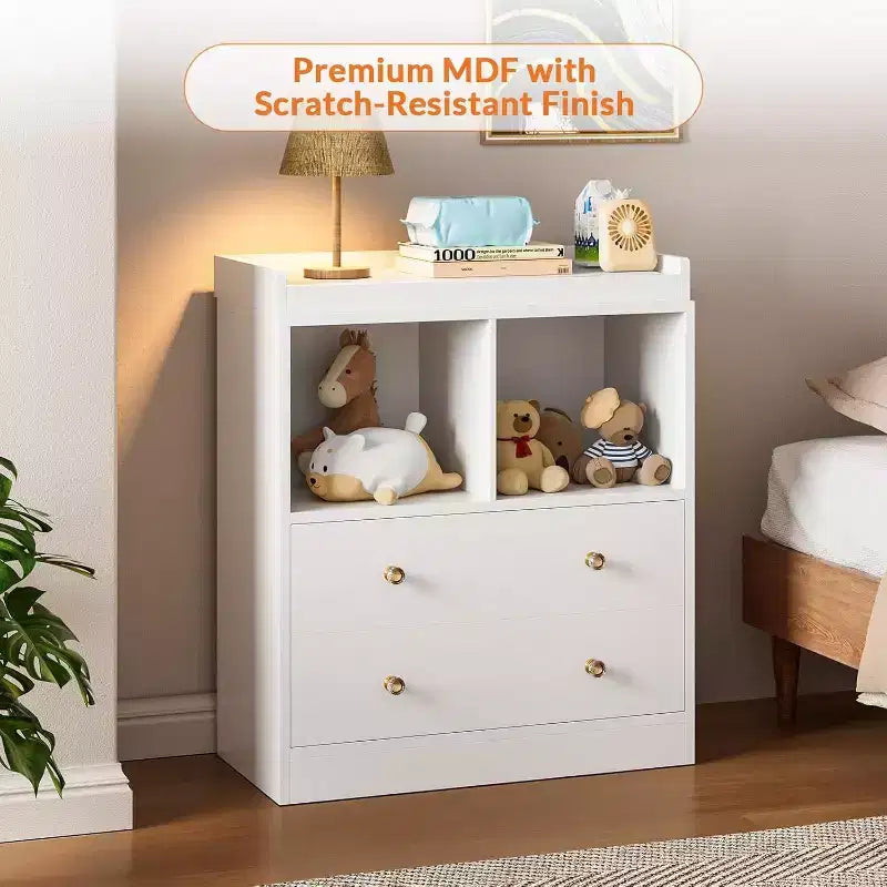 Baby Changing Table Dresser with Removable Changing Tray, Nursery Dresser with 3 Drawers, Modern Baby Changing Station & Storage for Nursery, Black