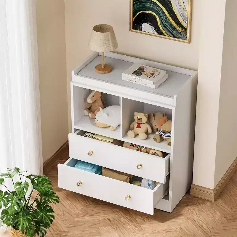 Baby Changing Table Dresser with Removable Changing Tray, Nursery Dresser with 3 Drawers, Modern Baby Changing Station & Storage for Nursery, Black