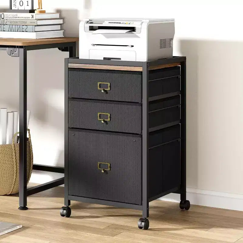 3 drawer filing cabinet is designed to keep the office machines, paper, files, and supplies organized.