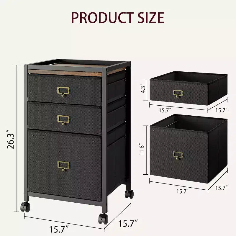 3 drawer filing cabinet is designed to keep the office machines, paper, files, and supplies organized.