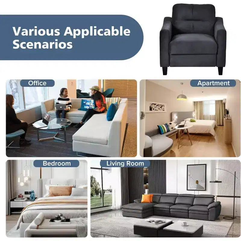 Velvet Upholstered Comfort Chair, Modern Accent Chair Backrest Living Room Chairs, Soft Padded Sofa Chairs for Dining Room, Kitchen