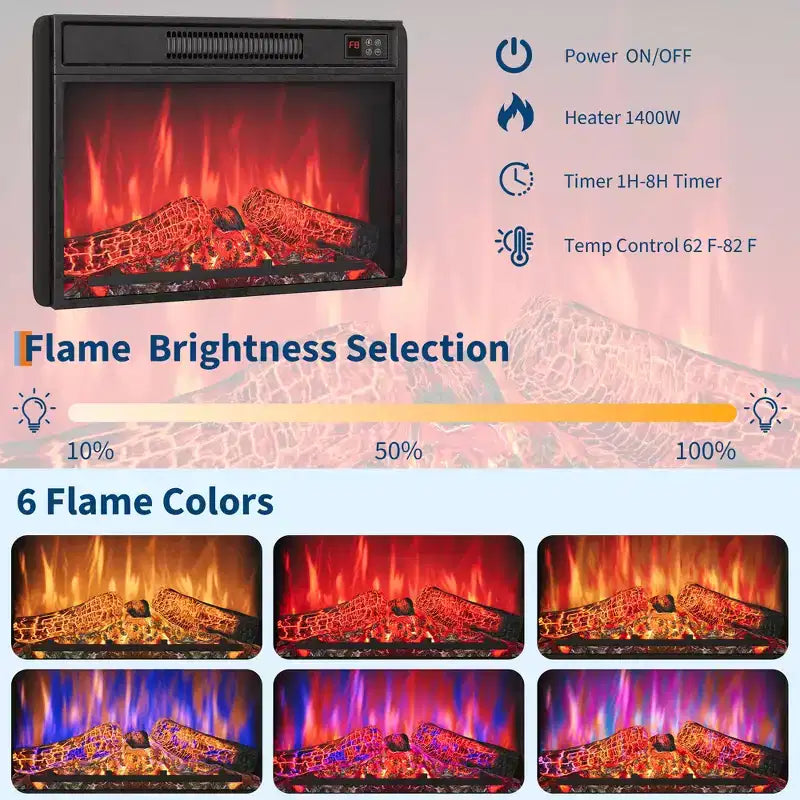 Garvee Fireplace TV Stand for TVs Up to 80 Inch, Electric Fireplace with Mantel, Farmhouse Wood Entertainment Center, 3D Flame Effect