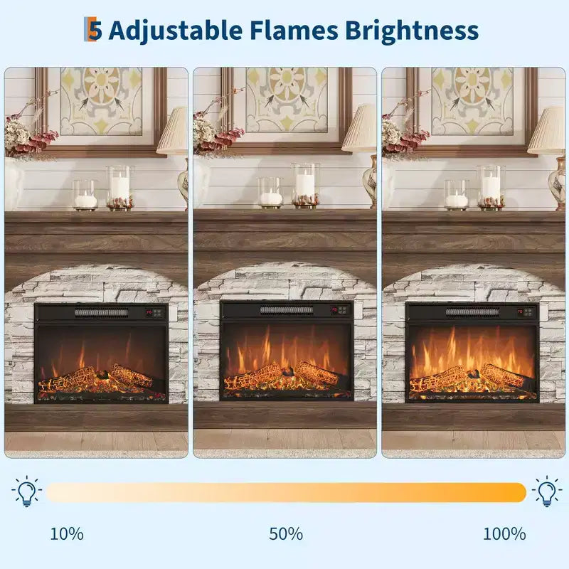 Garvee Fireplace TV Stand for TVs Up to 80 Inch, Electric Fireplace with Mantel, Farmhouse Wood Entertainment Center, 3D Flame Effect