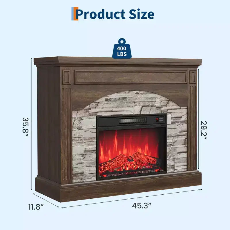Garvee Fireplace TV Stand for TVs Up to 80 Inch, Electric Fireplace with Mantel, Farmhouse Wood Entertainment Center, 3D Flame Effect