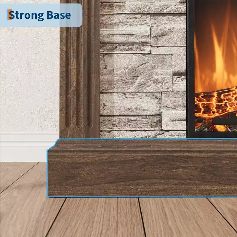 Garvee Fireplace TV Stand for TVs Up to 80 Inch, Electric Fireplace with Mantel, Farmhouse Wood Entertainment Center, 3D Flame Effect