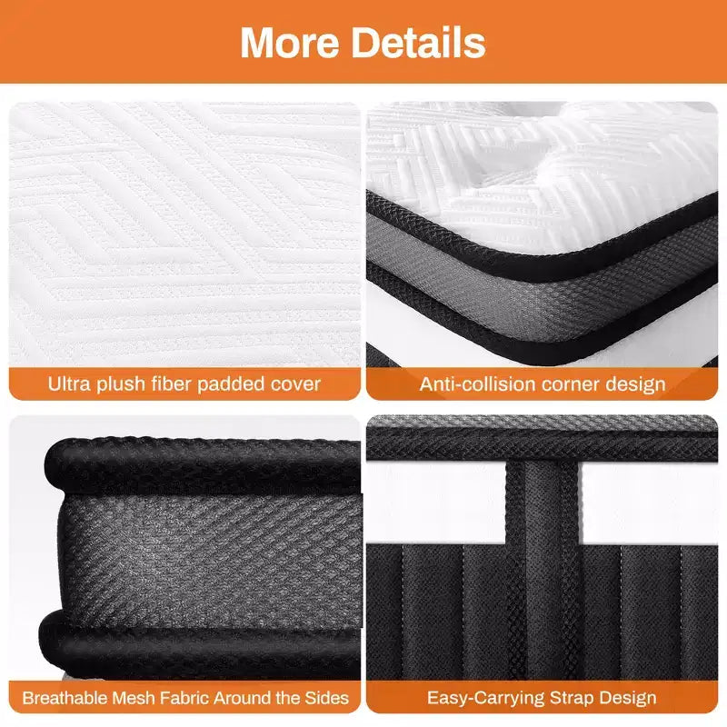 Queen Mattress, 14In Memory Foam Mattress in a Box,Pressure Relief Mattress, Zoned Support, Gel Layer for Cooling, Medium Firm, Improving Circulation