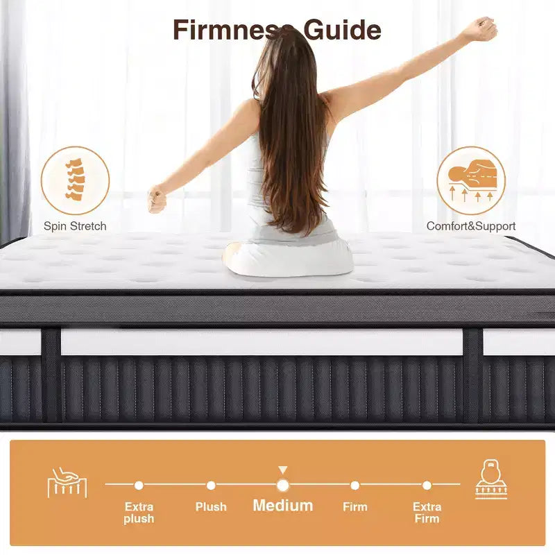 Queen Mattress, 14In Memory Foam Mattress in a Box,Pressure Relief Mattress, Zoned Support, Gel Layer for Cooling, Medium Firm, Improving Circulation