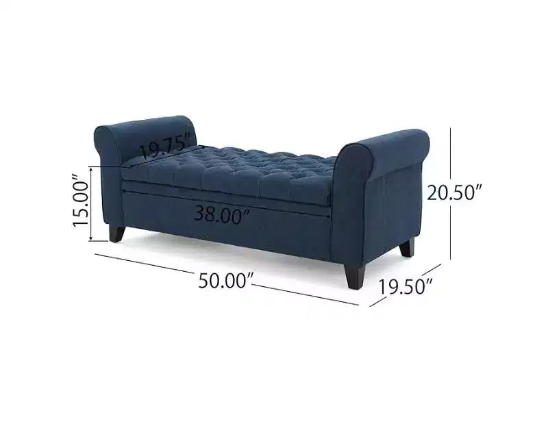 Okak Modern Storage Bench with Padding Seat and Armrests, Storage Ottoman with Wooden Legs, End Of Bed Bench for Living Room, Bedroom