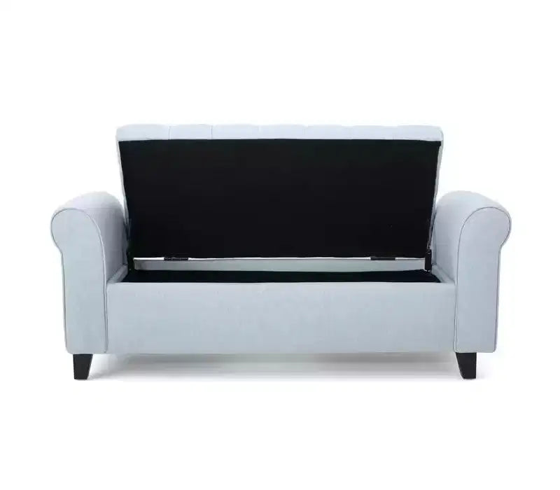Okak Modern Storage Bench with Padding Seat and Armrests, Storage Ottoman with Wooden Legs, End Of Bed Bench for Living Room, Bedroom