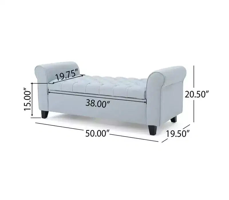 Okak Modern Storage Bench with Padding Seat and Armrests, Storage Ottoman with Wooden Legs, End Of Bed Bench for Living Room, Bedroom