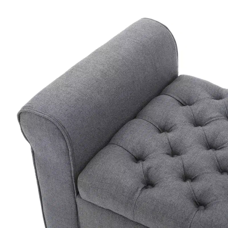 Okak Modern Storage Bench with Padding Seat and Armrests, Storage Ottoman with Wooden Legs, End Of Bed Bench for Living Room, Bedroom