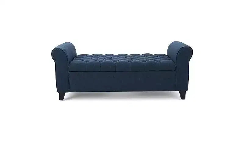 Okak Modern Storage Bench with Padding Seat and Armrests, Storage Ottoman with Wooden Legs, End Of Bed Bench for Living Room, Bedroom