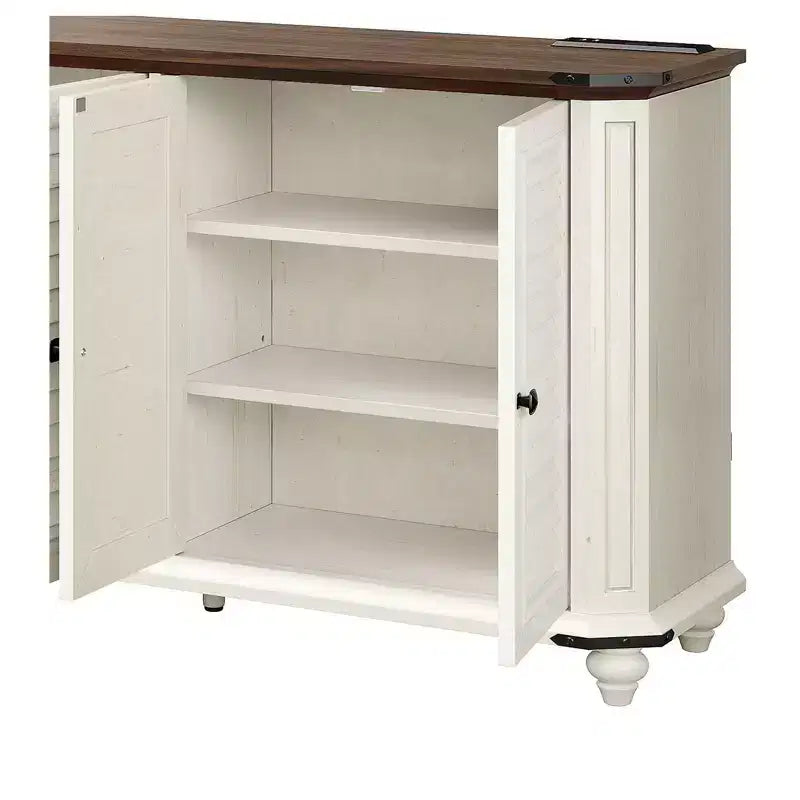 Farmhouse TV Stand for 60 Inch TV, Entertainment Center with Adjustable Shelves & Power Outlets,Buffet Sideboard Cabinet for Living Room