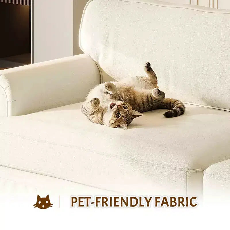 MAYEERTY Luxuriously Comfortable 3&4 Seater Cloud Couch, Chenille Fabric Sofa with Rolled Arms & Pleated Skrit Beige
