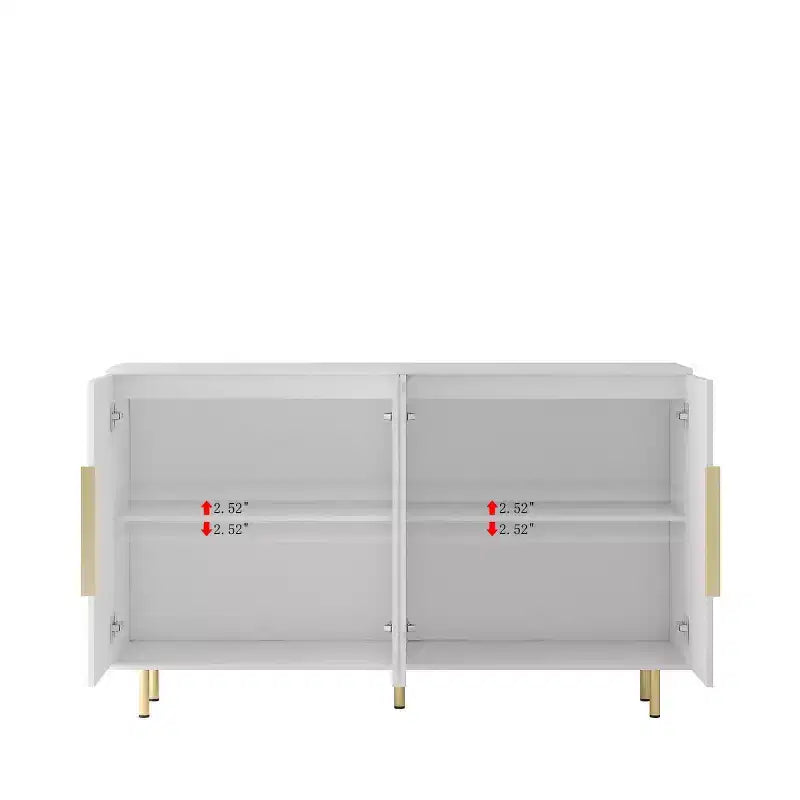 Modern Sideboard Buffet Storage Cabinet With Fluted Doors, Adjustable Shelves, Accent Console Cabinet For Dining Room - Panipeachy
