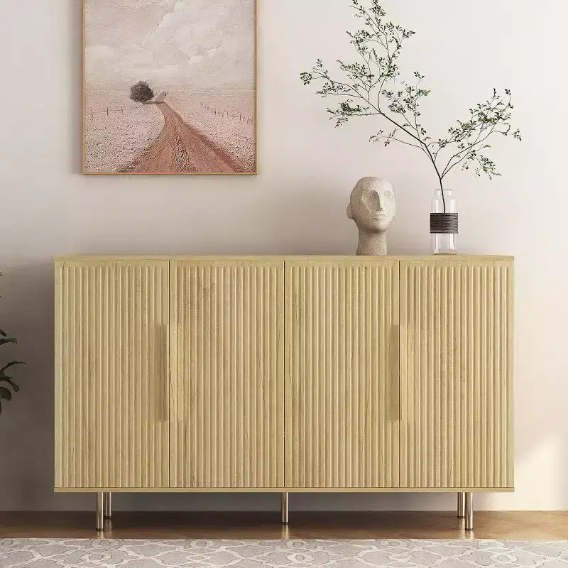 Modern Sideboard Buffet Storage Cabinet With Fluted Doors, Adjustable Shelves, Accent Console Cabinet For Dining Room - Panipeachy