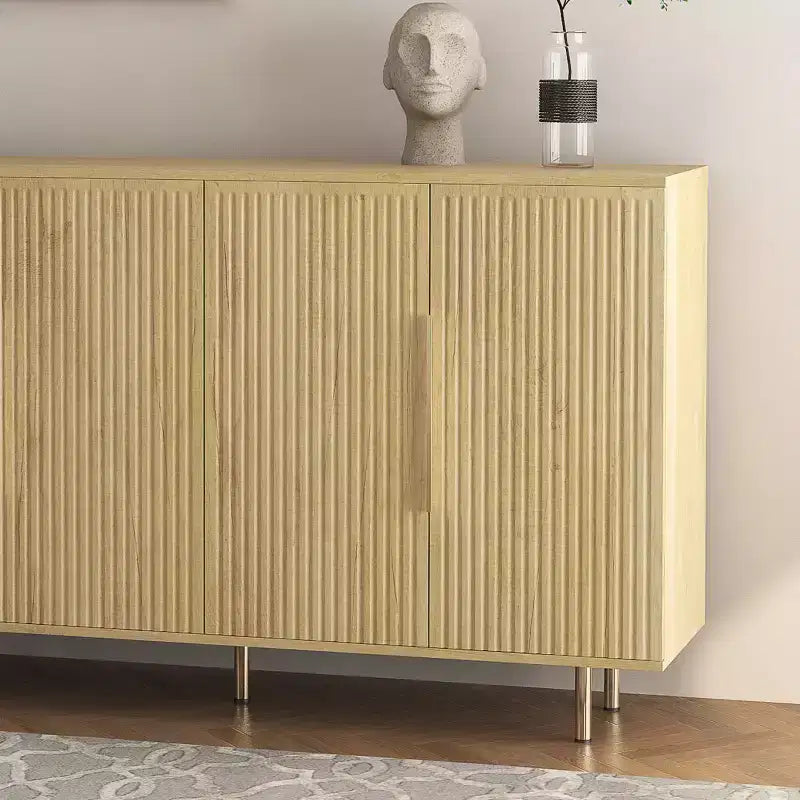 Modern Sideboard Buffet Storage Cabinet With Fluted Doors, Adjustable Shelves, Accent Console Cabinet For Dining Room - Panipeachy