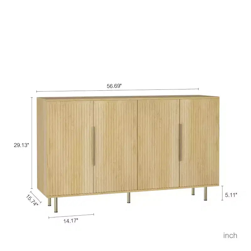 Modern Sideboard Buffet Storage Cabinet With Fluted Doors, Adjustable Shelves, Accent Console Cabinet For Dining Room - Panipeachy