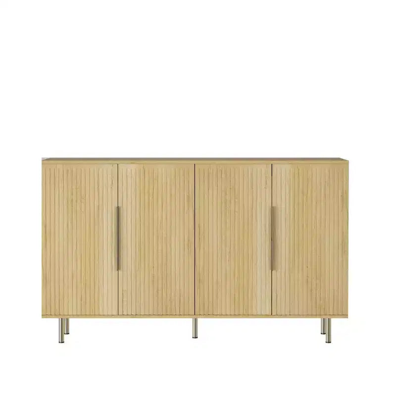 Modern Sideboard Buffet Storage Cabinet With Fluted Doors, Adjustable Shelves, Accent Console Cabinet For Dining Room - Panipeachy