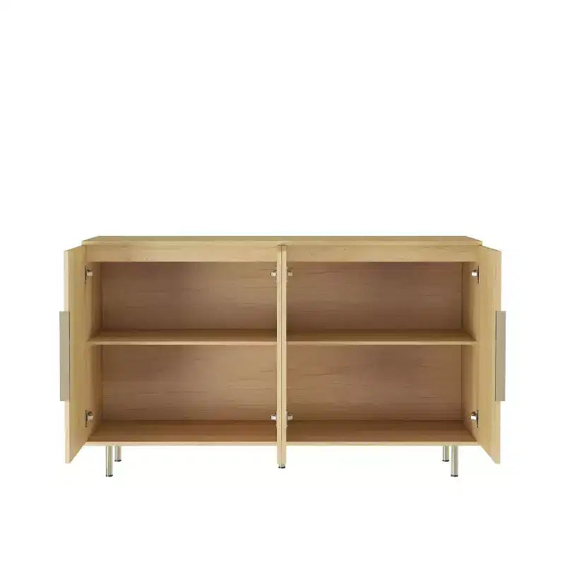 Modern Sideboard Buffet Storage Cabinet With Fluted Doors, Adjustable Shelves, Accent Console Cabinet For Dining Room - Panipeachy