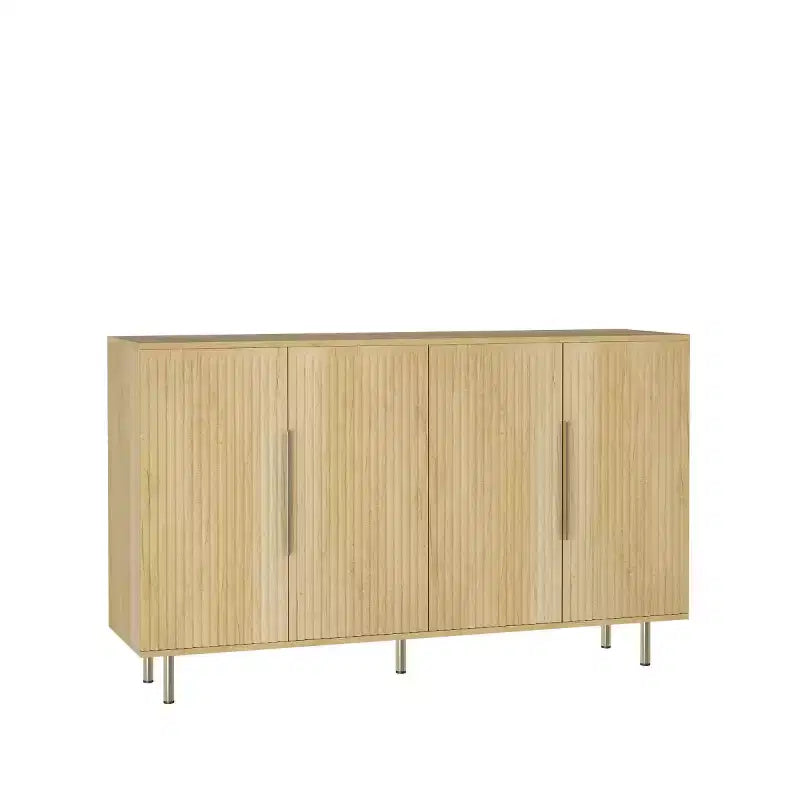 Modern Sideboard Buffet Storage Cabinet With Fluted Doors, Adjustable Shelves, Accent Console Cabinet For Dining Room - Panipeachy