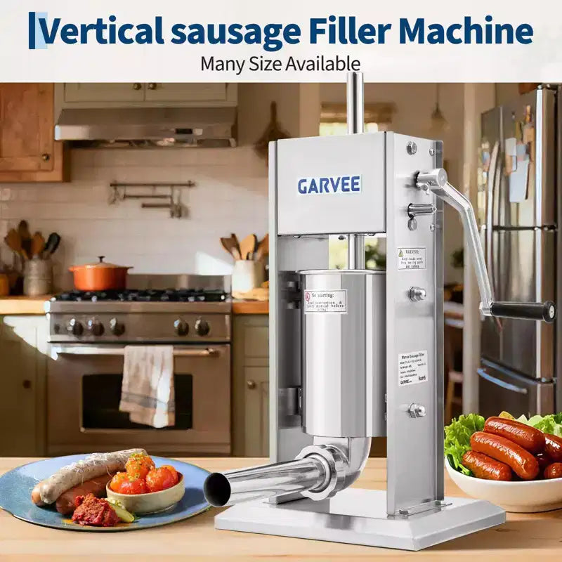 Sausage Stuffer - 304 Stainless Steel Manual Sausage Maker with 2-Speed Gear & Torque Adjustment - Includes 5 Filling Tubes & Cleaning Kit
