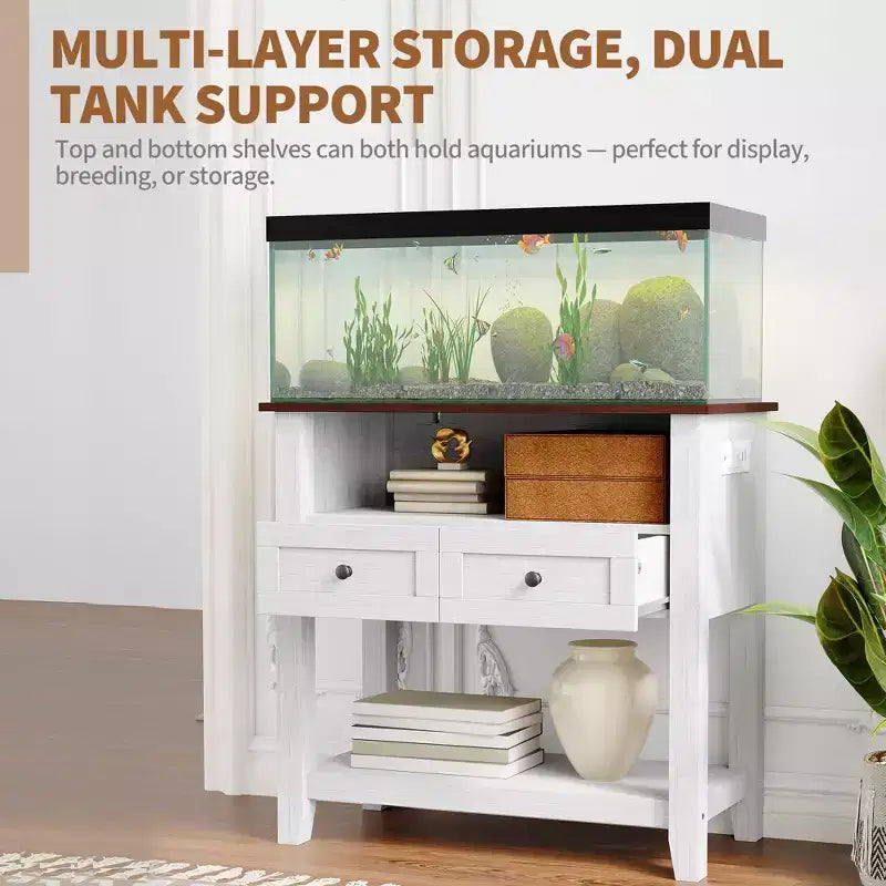 COZONY 20 to 29 Gallon Aquarium Stand with Charging Station, 660 lb Heavy Duty Fish Tank Stand with Drawers