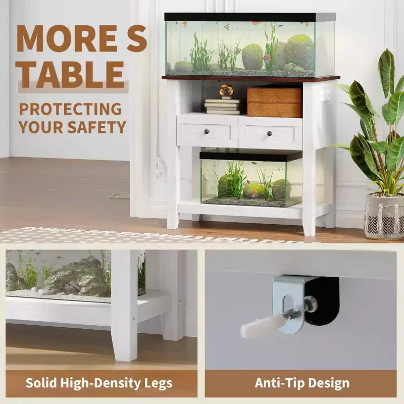 COZONY 20 to 29 Gallon Aquarium Stand with Charging Station, 660 lb Heavy Duty Fish Tank Stand with Drawers