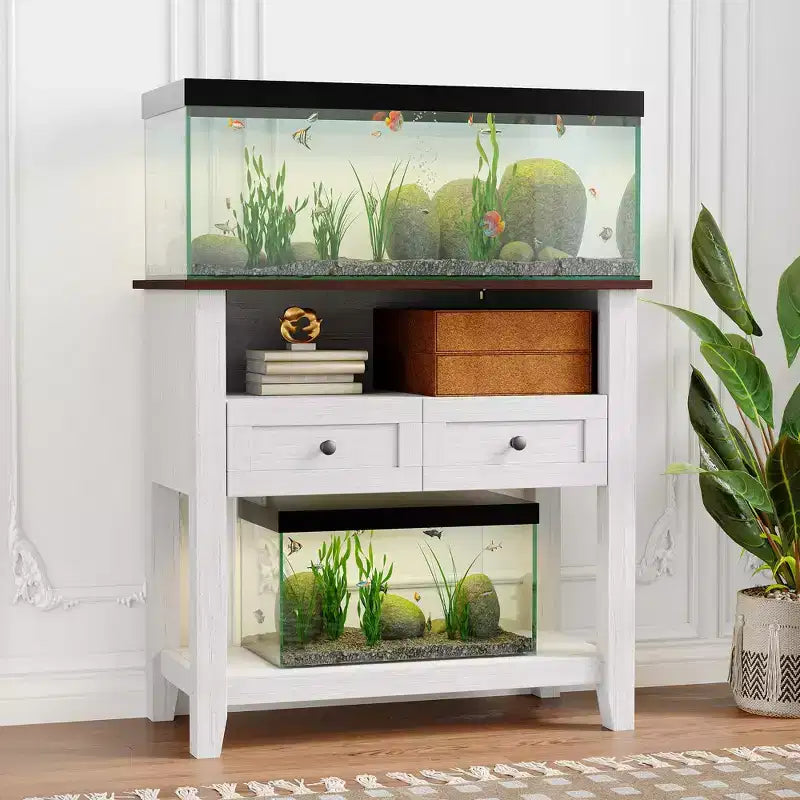 COZONY 20 to 29 Gallon Aquarium Stand with Charging Station, 660 lb Heavy Duty Fish Tank Stand with Drawers