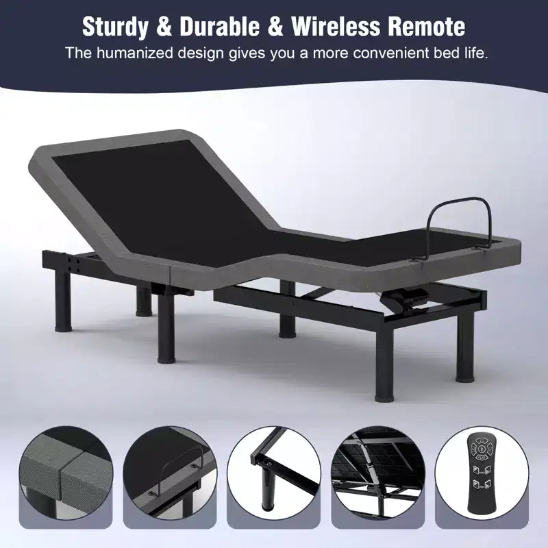 Dyonery Split King Adjustable Bed BaseUpdated Adjustable Bed Frame , Wireless Remote Smart Bed Base