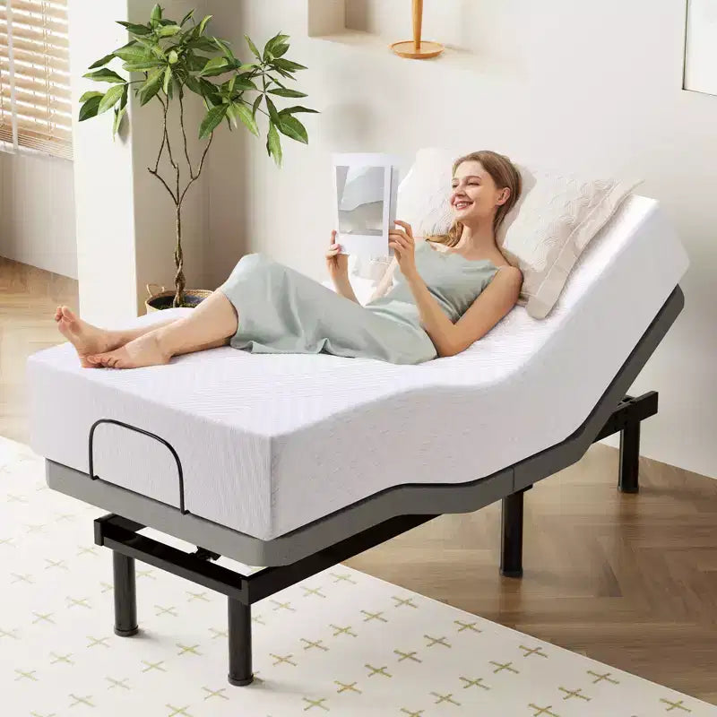 Dyonery Split King Adjustable Bed BaseUpdated Adjustable Bed Frame , Wireless Remote Smart Bed Base