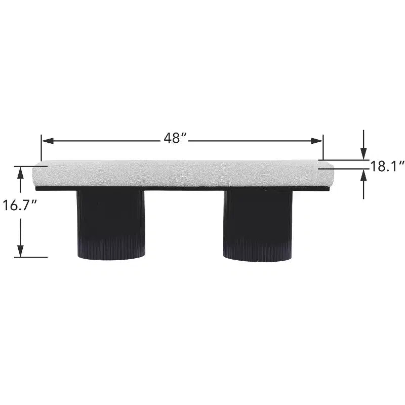 TUYOHW 48 Boucle Fabric Accent Bench with Chunky Legs,Contemporary End of Bed Ottoman Bench Coffee Table Bench 260lbs Capacity