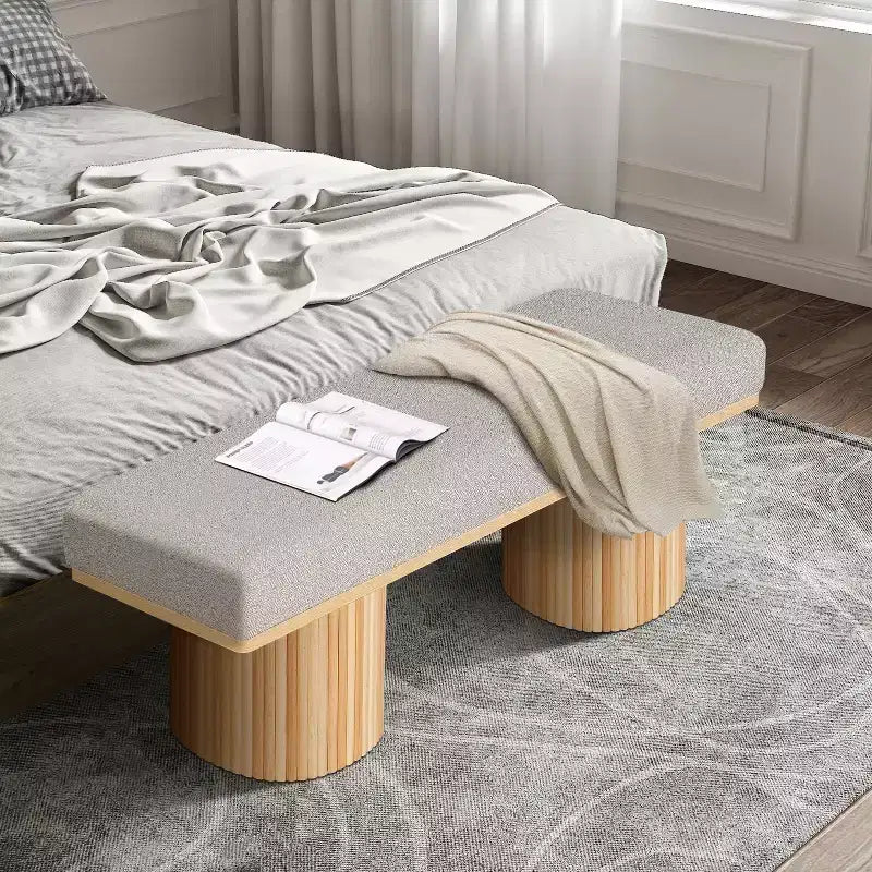 TUYOHW 48 Boucle Fabric Accent Bench with Chunky Legs,Contemporary End of Bed Ottoman Bench Coffee Table Bench 260lbs Capacity