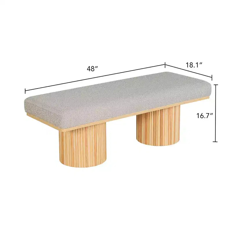 TUYOHW 48 Boucle Fabric Accent Bench with Chunky Legs,Contemporary End of Bed Ottoman Bench Coffee Table Bench 260lbs Capacity