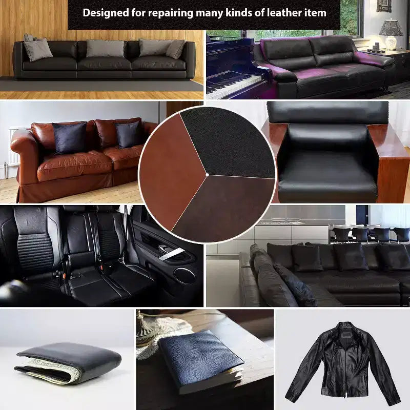 AMMER Leather Repair Patches, 3.357'' Scratch-Resistant Self-Adhesive Leather Repair Tape, ,Black