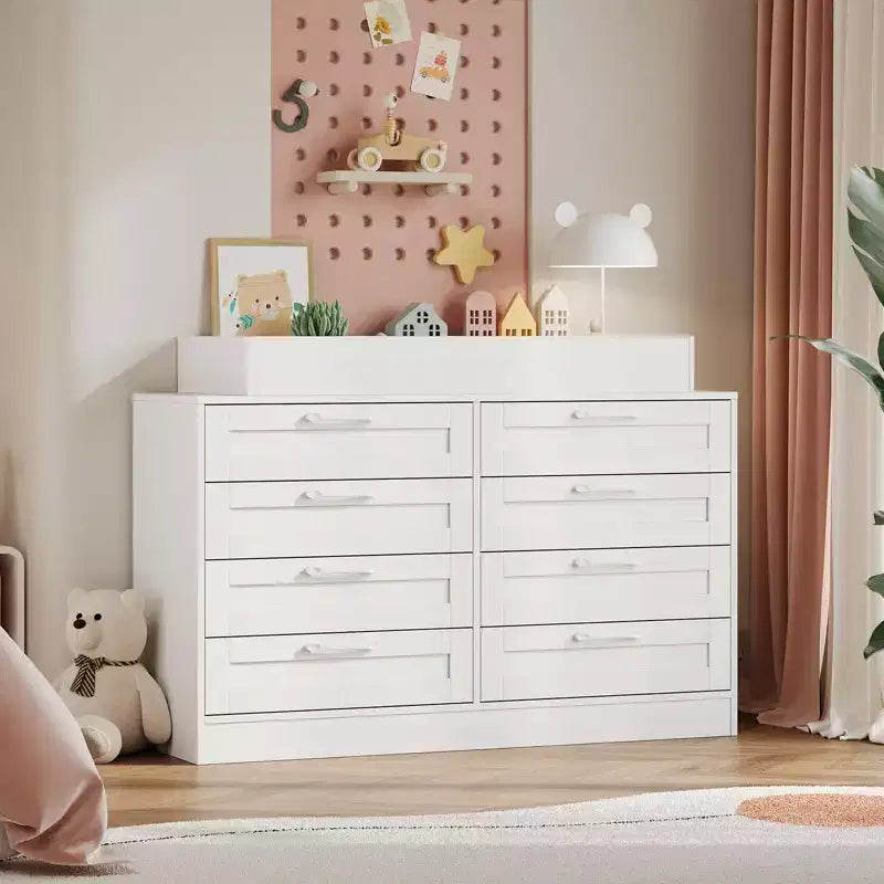 Changing Table Dresser with 8 Wood Drawers (No Pad)