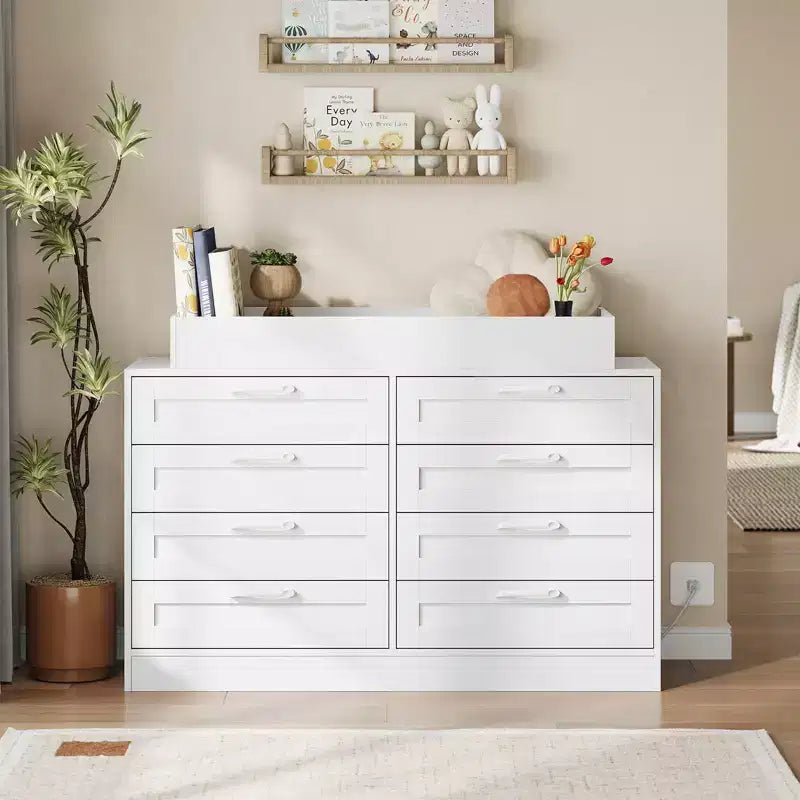 Changing Table Dresser with 8 Wood Drawers (No Pad)
