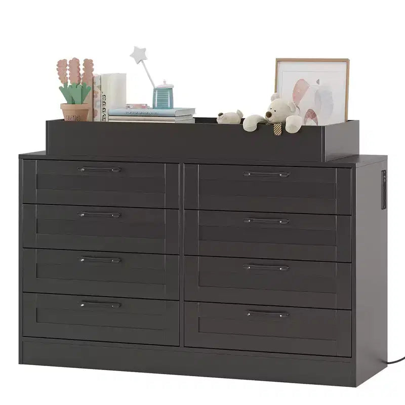 Changing Table Dresser with 8 Wood Drawers (No Pad)