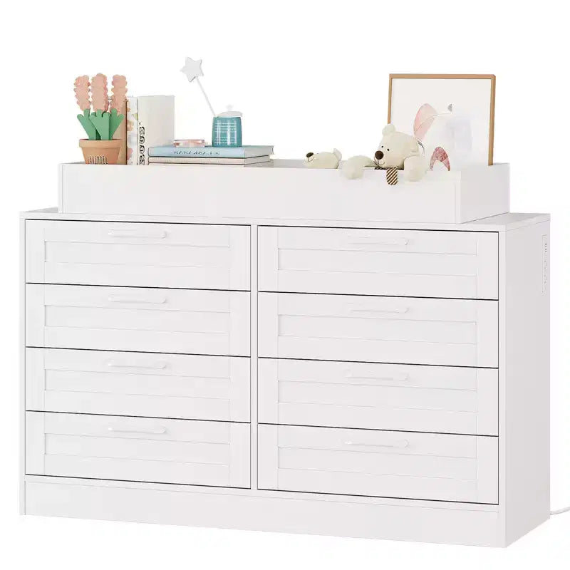 Changing Table Dresser with 8 Wood Drawers (No Pad)