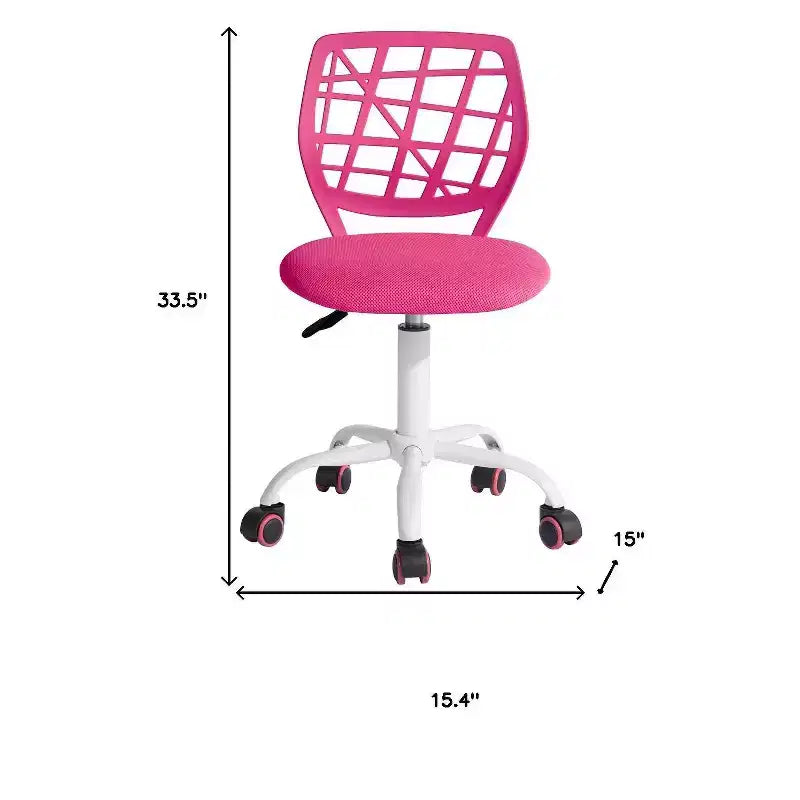 HomeRoots Pink and White Adjustable Height Swivel Rolling Office Chair