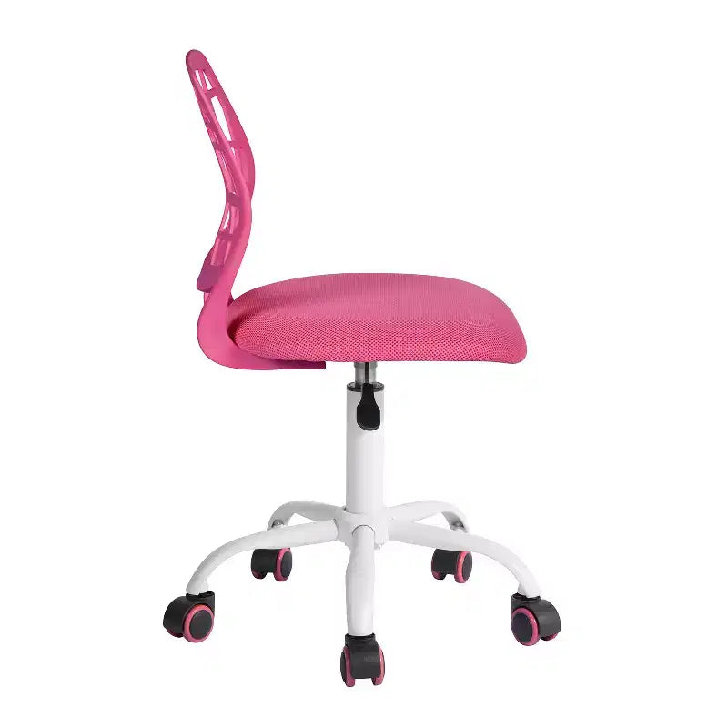 HomeRoots Pink and White Adjustable Height Swivel Rolling Office Chair
